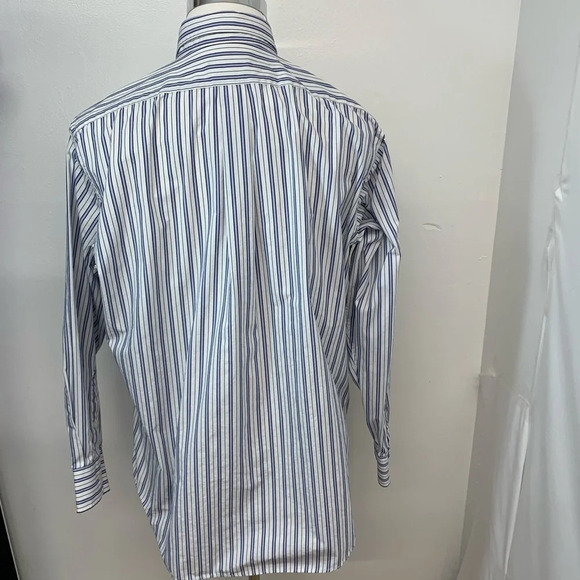Chaps Mens Long Sleeve Dress Shirt 17 Classic Fit Wrinkle Free Blue Stripe. G 27 - Picture 3 of 8